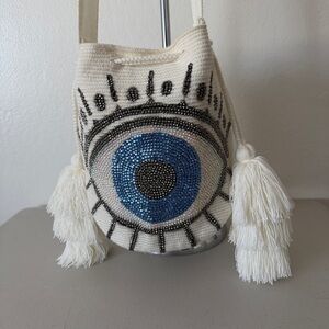 Wayuu Tribe with crystals crossbody evil eye bucket bag